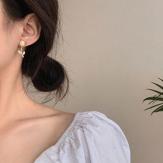 Tulip Faux Cat Eye Stone Rhinestone Alloy Earring