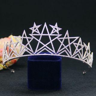 Wedding Rhinestone Star Tiara White Gold - One Size