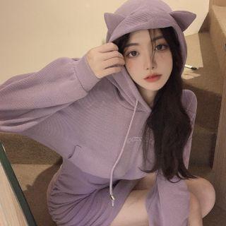 Horn Accent Hoodie Dress