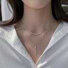 Bar & Curve Pendant Layered Necklace White - One Size