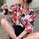 Floral Printed Short-sleeve Shirt As Shown In Figure - One Size