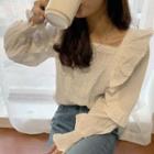 Square Neck Blouse White - One Size