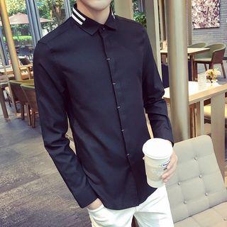 Striped Collar Long-sleeve Shirt