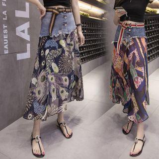Print Panel Midi Skirt