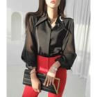 Sharp-shoulder Beaded Blouse