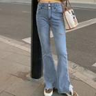 Washed Cutout Boot-cut Jeans