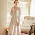 Long-sleeve Square-neck Sleep Dress
