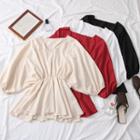 Dolman-sleeved V-neck Blouse