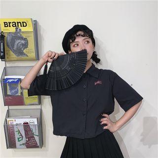 Elbow-sleeve Cropped Shirt