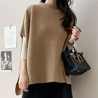 Rib-knit Cape Top