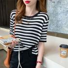 Cropped Striped Light T-shirt In 5 Colors