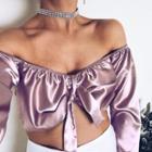 Long-sleeve Off-shoulder Cropped Top