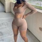 Long-sleeve Cut-out Skinny Romper