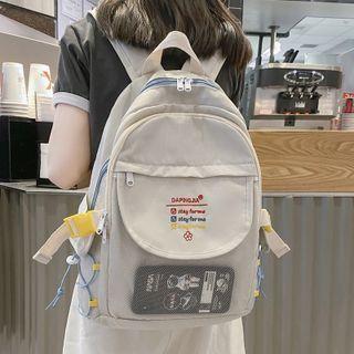 Embroidered Mesh Panel Backpack