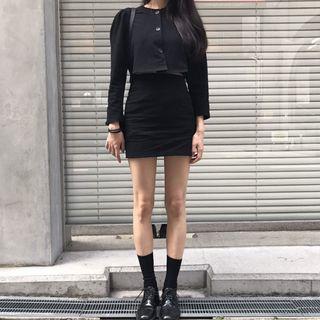 Set: Long-sleeve Top + Mini Pencil Skirt