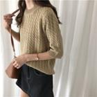 3/4 Sleeve Cable-knit Top