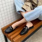Metallic-trim Flat Mule Loafers
