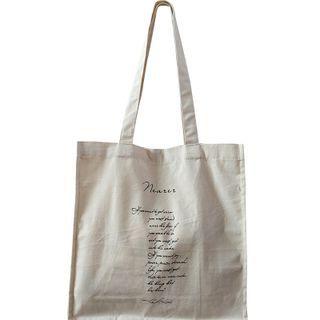 Lettering Tote Bag Nearer - Beige - One Size