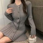 Plain Cropped Pleated Dress