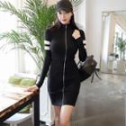 Long-sleeve Zipped Bodycon Dress