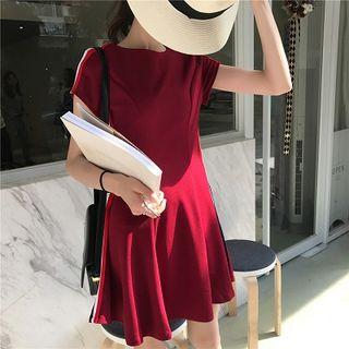 Color-block Striped Short-sleeve Dress