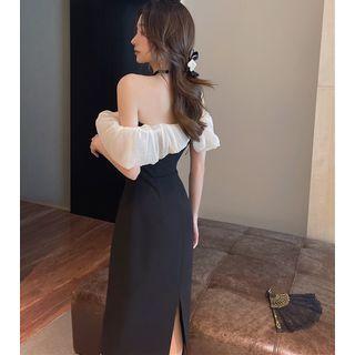 Off-shoulder Midi Corset Dress