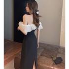 Off-shoulder Midi Corset Dress