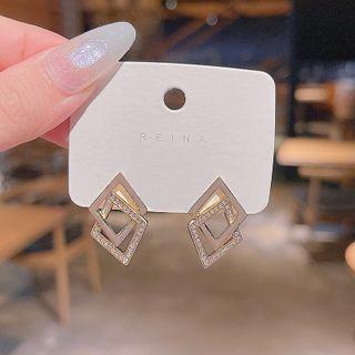 Rhombus Rhinestone Earring 1 Pair - E4002 - Gold - One Size