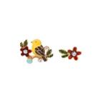 Fashion Sweet Plated Gold Enamel Bird Flower Asymmetric Stud Earrings With Cubic Zirconia Golden - One Size