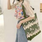 Flower Accent Tote Bag Green - One Size