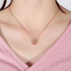 Stainless Steel Interlocking Hoop Pendant Necklace 1643 - Necklace - Rose Gold Plating - One Size