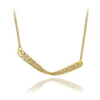 Simple And Fashion Plated Gold Geometric Twisted Bar Necklace With Cubic Zircon Golden - One Size