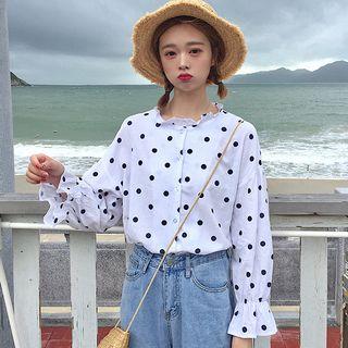 Polka Dot Frill Collar Blouse