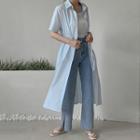 Short-sleeve Drawstring Long Shirtdress