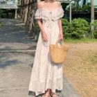 Cold-shoulder Ruffled A-line Maxi Dress