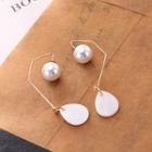 Faux Pearl Shell Drop Earring 1 Pair - White - One Size