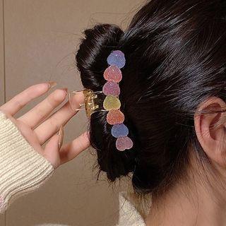 Heart / Orange Acrylic Hair Clamp