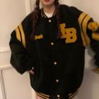 Long-sleeve Applique Embroidered Bomber Jacket