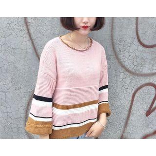 Striped 3/4 Sleeve Sweater