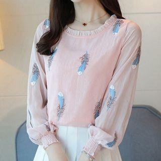 Feather Embroidered Blouse