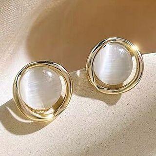 Hoop Sterling Silver Ear Stud 1 Pair - Gold - One Size