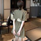 Open-back Lapel Mini Dress