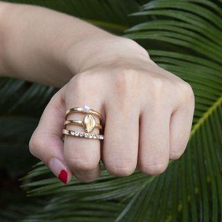 Set: Faux Pearl Rhinestone Alloy Ring (assorted Designs)