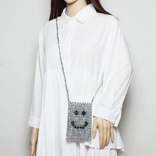 Smiley Rhinestone Crossbody Bag Silver - One Size