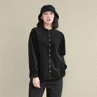 Long-sleeve Stand Collar Corduroy Shirt
