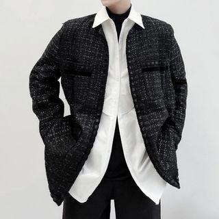 Pocket Round Neck Tweed Jacket