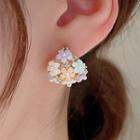 Floral Earring Earring - Flowers - Purple & Blue & Pink - One Size
