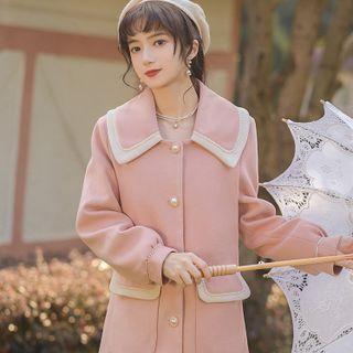 Two-tone Button-up Long Coat