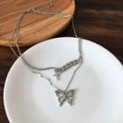 Butterfly Necklace 1 Pc - Necklace - Silver - One Size