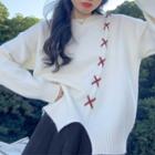 Stitching Sweater White - One Size